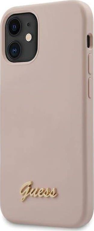 Guess Guess Silicone Script - Etui iPhone 12 mini (różowy) uniwersalny 1