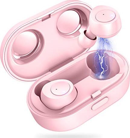 Słuchawki Elecder Słuchawki Bluetooth Elecder D10 Słuchawki z mikrofonem Słuchawki Bluetooth 5.0 sportowe z torbą ładującą do treningu, wsparcie dla smartfonów Android / iPhone (Rosado) 1