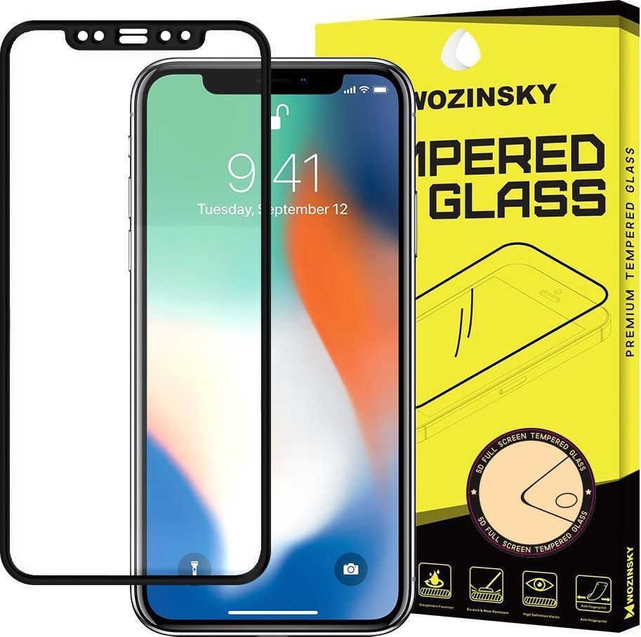 Wozinsky Wozinsky super wytrzymałe szkło hartowane Full Glue na cały ekran z ramką Case Friendly iPhone 12 Pro / iPhone 12 czarny uniwersalny 1