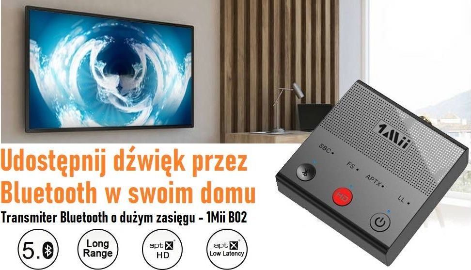 1Mii Nadajnik Bluetooth 5.0 1Mii B02 aptX 50m uniwersalny w Morele.net