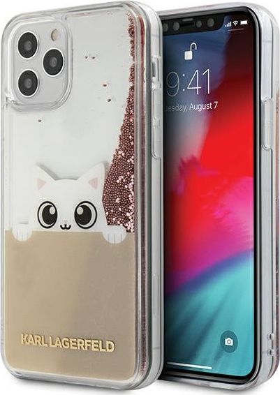 Karl Lagerfeld Etui Karl Lagerfeld K-Peek A Boo Liquid Glitter Hardcase do iPhone 12 Pro Max różowe/złote 1