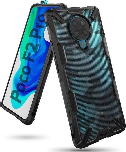 Ringke Etui Ringke Fusion X do Pocophone F2 Pro/Redmi K30 Pro Moro Black + Szkło Alogy uniwersalny 1