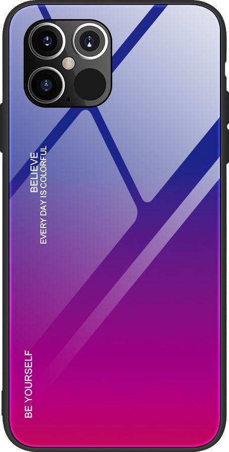 Hurtel Gradient Glass etui pokrowiec nakładka ze szkła hartowanego iPhone 12 6,7'' różowo-fioletowy 1