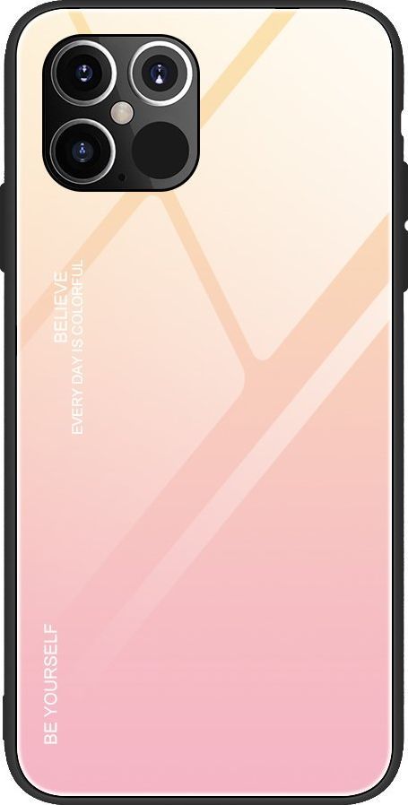 Hurtel Gradient Glass etui pokrowiec nakładka ze szkła hartowanego iPhone 12 6,7'' różowy 1