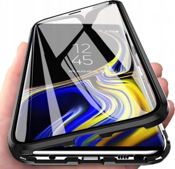 Etui Magnetic 3w1 SAMSUNG GALAXY A50 Aluminium i Szkło Double Magnetic 360 czarne 1