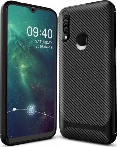 Etui SAMSUNG GALAXY A20S Carbon Fiber Surface Anti-Drop TPU czarne 1