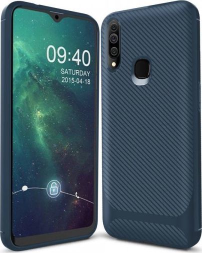 Etui SAMSUNG GALAXY A20S Carbon Fiber Surface Anti-Drop TPU niebieskie 1