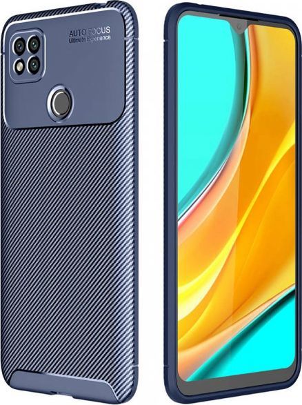 Etui XIAOMI REDMI 9C Pancerne Shockproof Carbon Fiber niebieskie 1