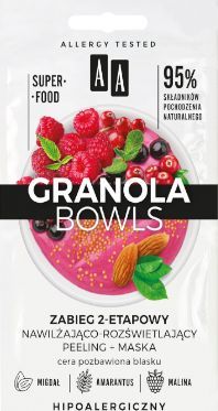 AA AA Granola Bowls Zabieg glow peeling+maska 2x4ml uniwersalny 1