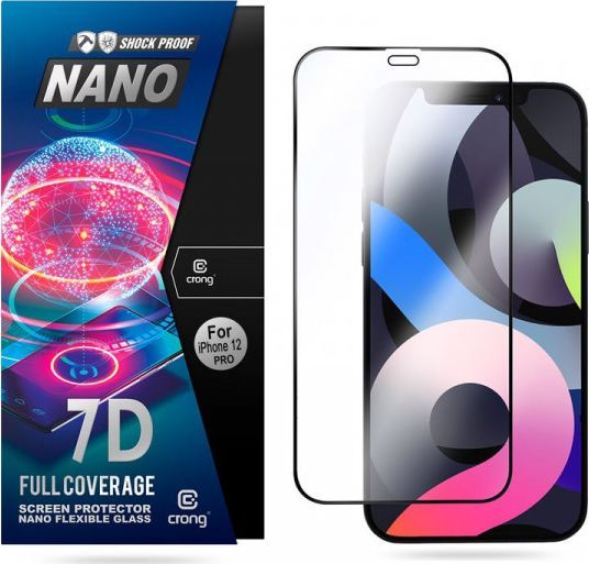 Crong Crong 7D Nano Flexible Glass - Niepękające szkło hybrydowe 9H na cały ekran iPhone 12 / 12 Pro 1