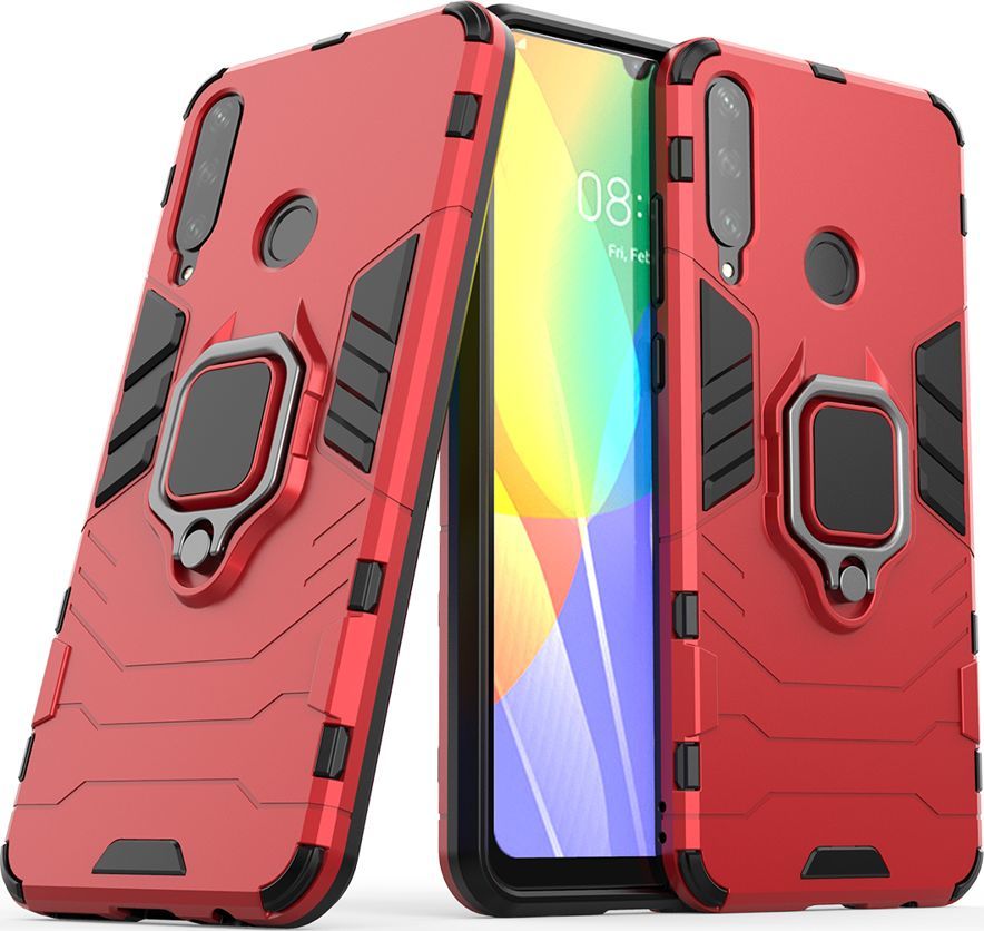 Hurtel Ring Armor pancerne hybrydowe etui pokrowiec + magnetyczny uchwyt Huawei Y6p czerwony uniwersalny 1