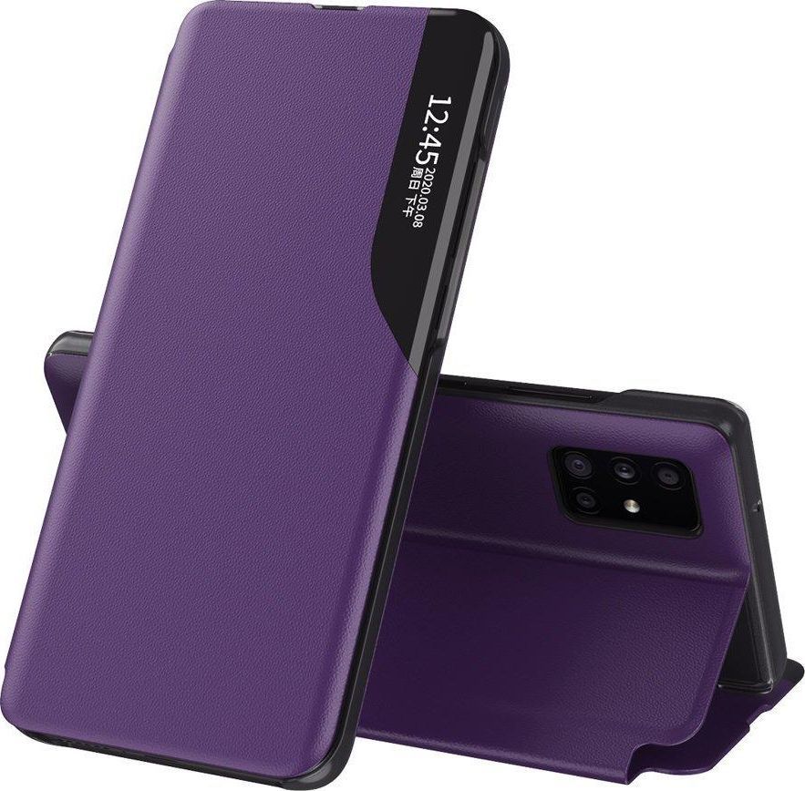 Hurtel Eco Leather View Case elegancki futerał etui z klapką i funkcją podstawki Samsung Galaxy Note 20 fioletowy uniwersalny 1