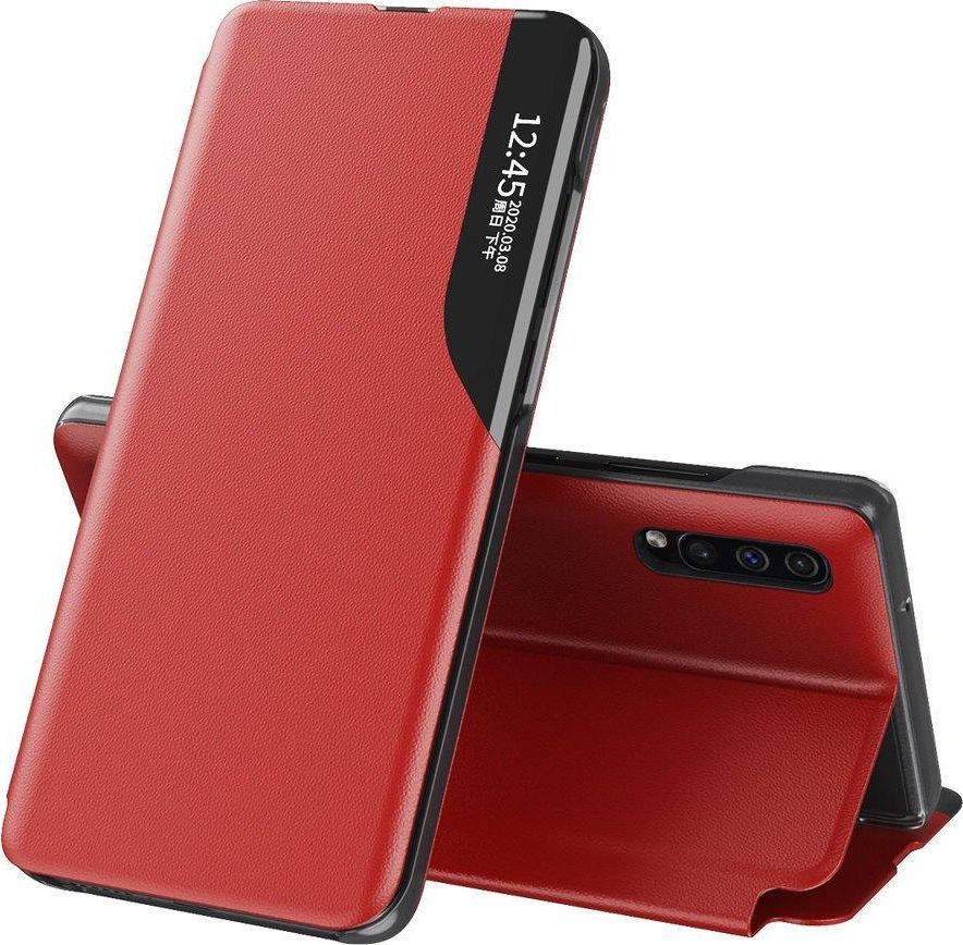 Hurtel Eco Leather View Case elegancki futerał etui z klapką i funkcją podstawki Huawei P30 czerwony uniwersalny 1