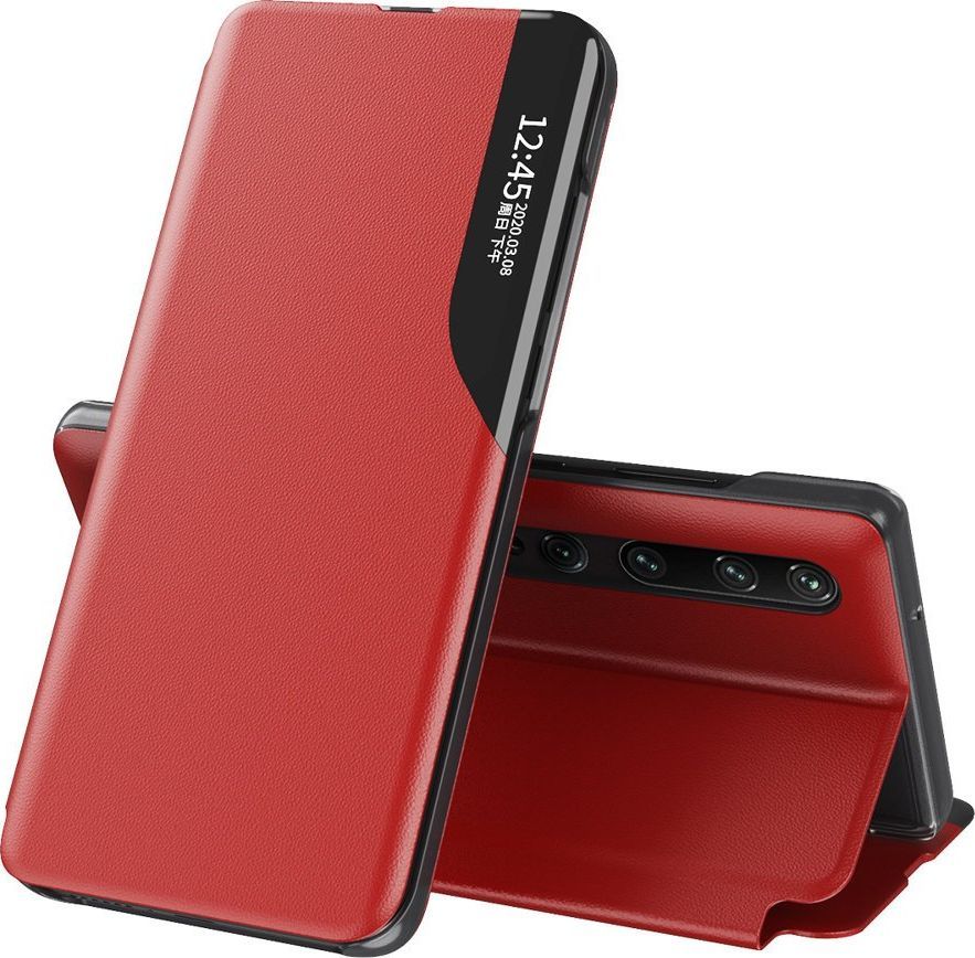 Hurtel Eco Leather View Case elegancki futerał etui z klapką i funkcją podstawki Xiaomi Mi 10 Pro / Xiaomi Mi 10 czerwony uniwersalny 1