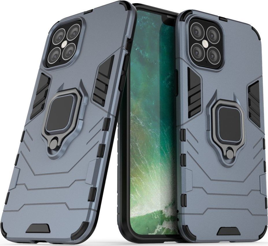 Hurtel Ring Armor pancerne hybrydowe etui pokrowiec + magnetyczny uchwyt iPhone 12 Pro Max niebieski uniwersalny 1