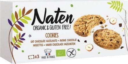 NATEN CIASTKA OWSIANE Z CZEKOLADĄ I ORZECHAMI LASKOWYMI BEZGLUTENOWE BIO 120 g - NATEN 1