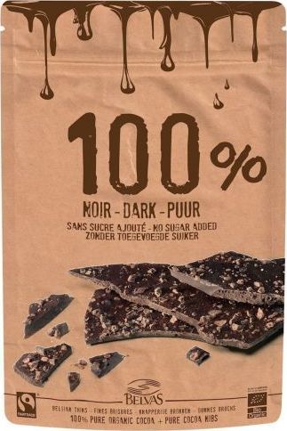 Belvas TABLICZKI KAKAO CRIOLLO 100% Z KRUSZONYMI ZIARNAMI BEZGLUTENOWE BIO 80 g - BELVAS 1