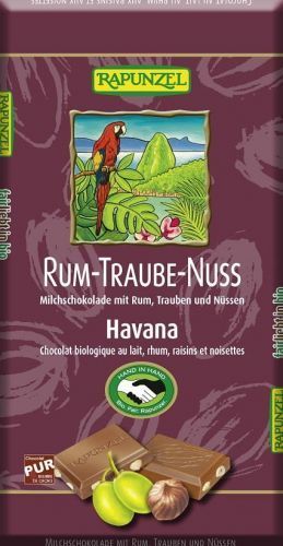 RAPUNZEL CZEKOLADA MLECZNA Z RODZYNKAMI, RUMEM I ORZECHAMI LASKOWYMI FAIR TRADE BIO 100 g - RAPUNZEL 1