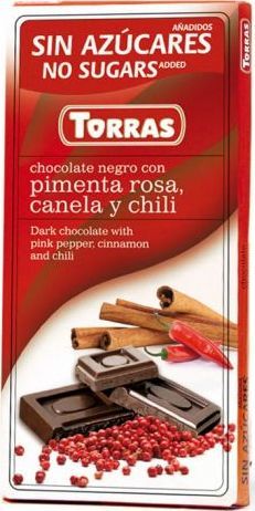 Torras Czekolada gorzka z różowym pieprzem, cynamonem i chili bez dodatku cukru 75g TORRAS 1