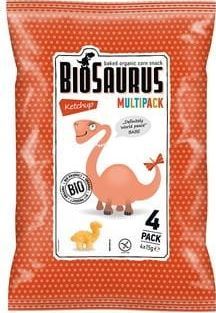 BioSaurus Chrupki kukurydziane Dinozaury o smaku ketchupowym bezglutenowe BIO 4x15 g BioSaurus 1