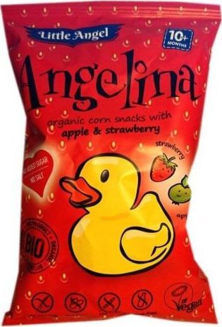 Little Angel Chrupki kukurydziane ANGELINA truskawka i jabłko od 10 miesiąca bezglutenowe BIO 30 g Little Angel 1
