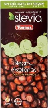 Torras Czekolada gorzka z orzechami laskowymi 125 g Stevia Torras 1