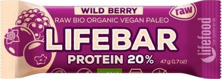 LIFEFOOD BATON OWOCE LEŚNE PROTEINOWY RAW BIO 47 g - LIFEFOOD 1