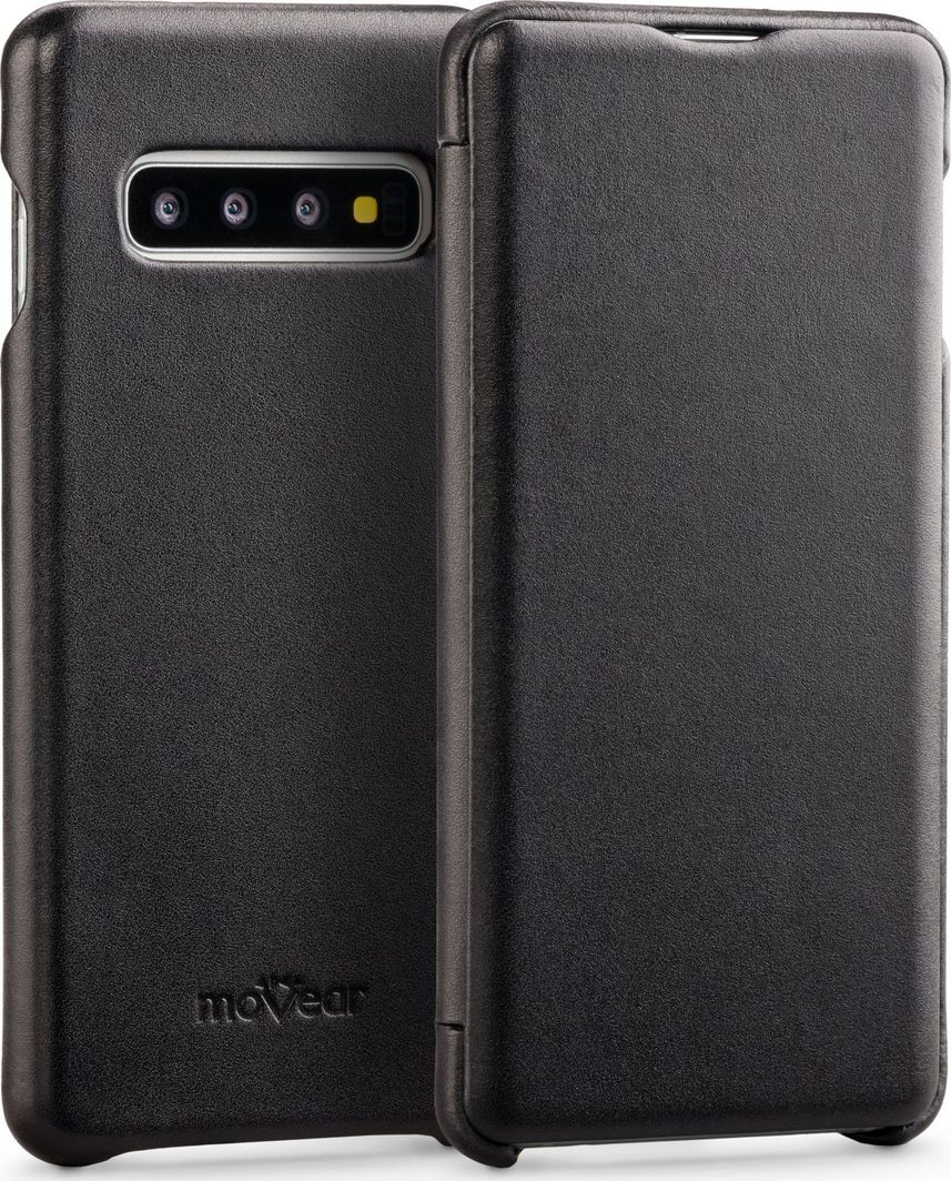 moVear moVear flipSide S Skórzane Etui do Samsung Galaxy S10 | Skóra Gładka | Pokrowiec slim z klapką, Czarny Standard 1
