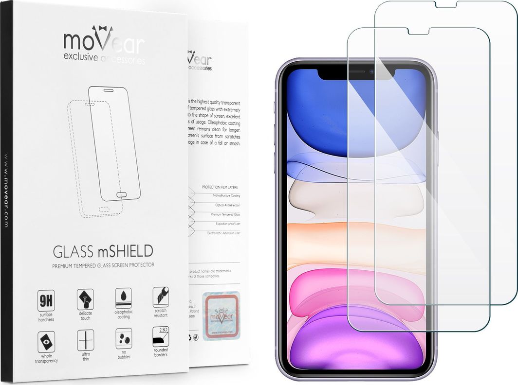 moVear 2 szt. | Szkło Hartowane na Apple iPhone 11 | do etui, 9H | moVear GLASS mSHIELD 2.5D Standard 1