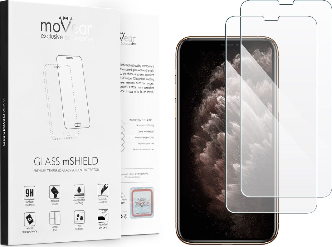 moVear 2 szt. | Szkło Hartowane na Apple iPhone 11 Pro Max | do etui, 9H | moVear GLASS mSHIELD 2.5D Standard 1