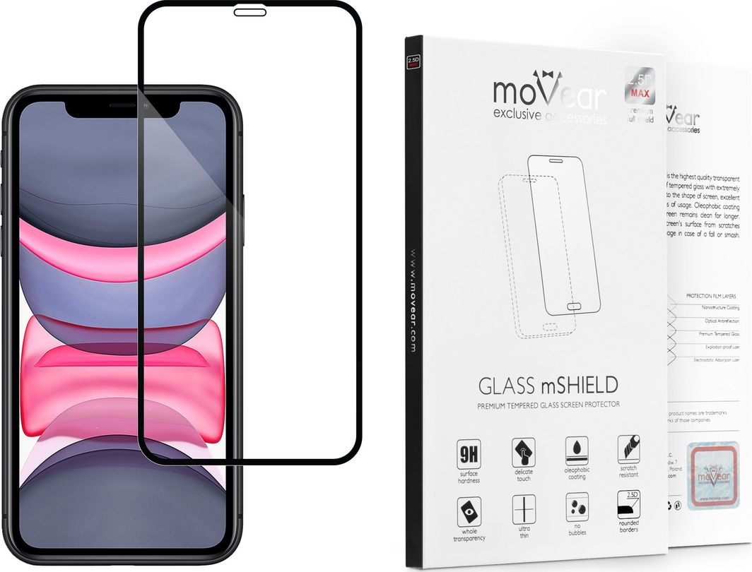 moVear Szkło Hartowane na Apple iPhone 11 | do etui, 9H | moVear GLASS mSHIELD 2.5D MAX Standard 1