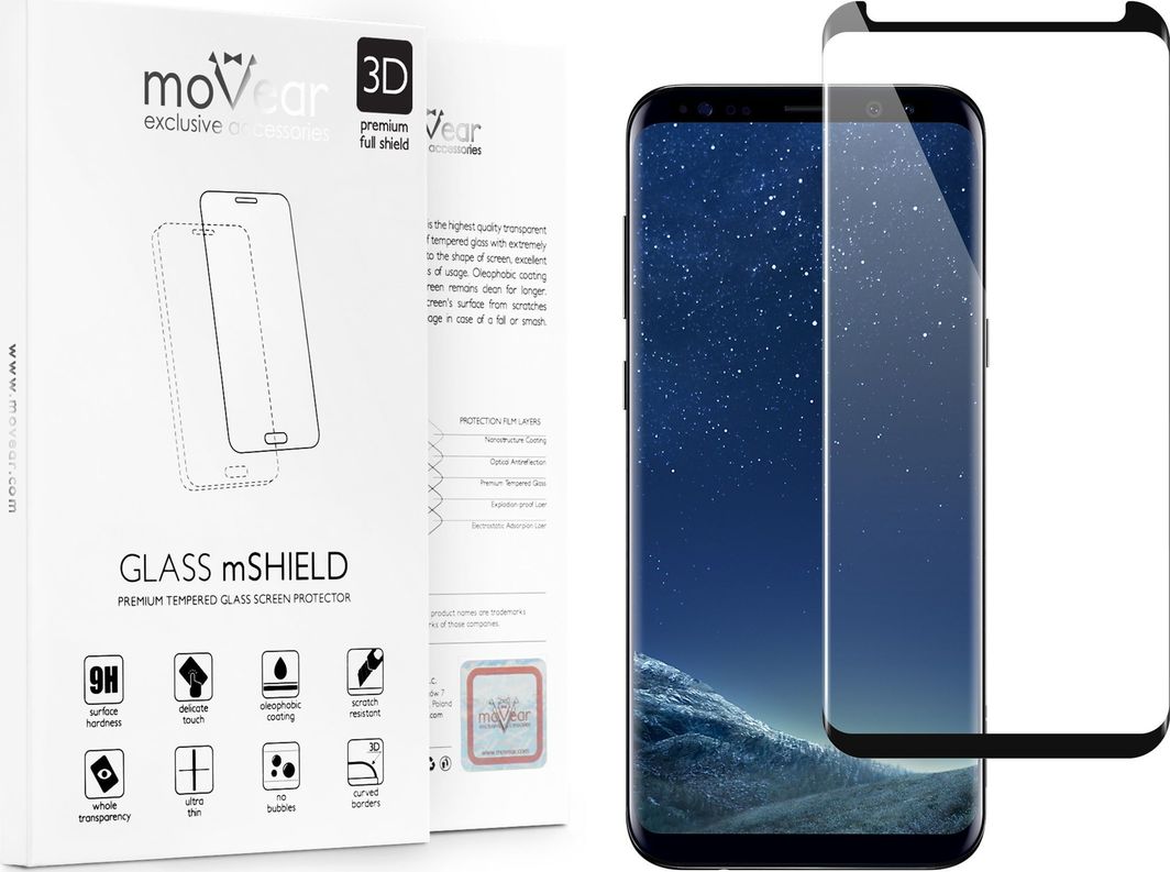 moVear Szkło Hartowane na Samsung Galaxy S8 | do etui, 9H | moVear GLASS mSHIELD 3D cf Standard 1