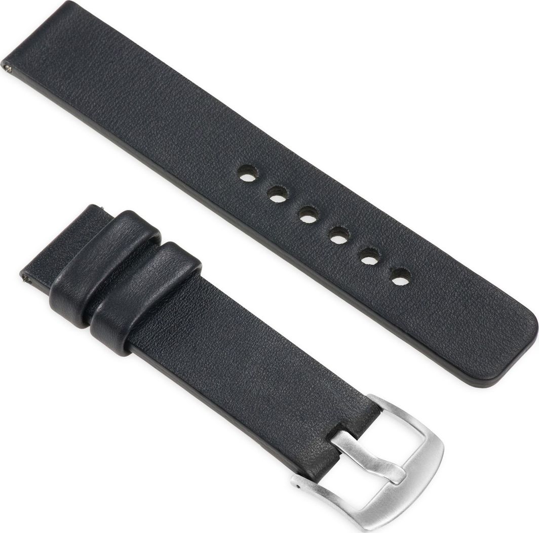 moVear Polski Elegancki Skórzany pasek 20mm rozmiar M/L do zegarka / smartwatcha | Czarny moVear uBand S1 Standard 1