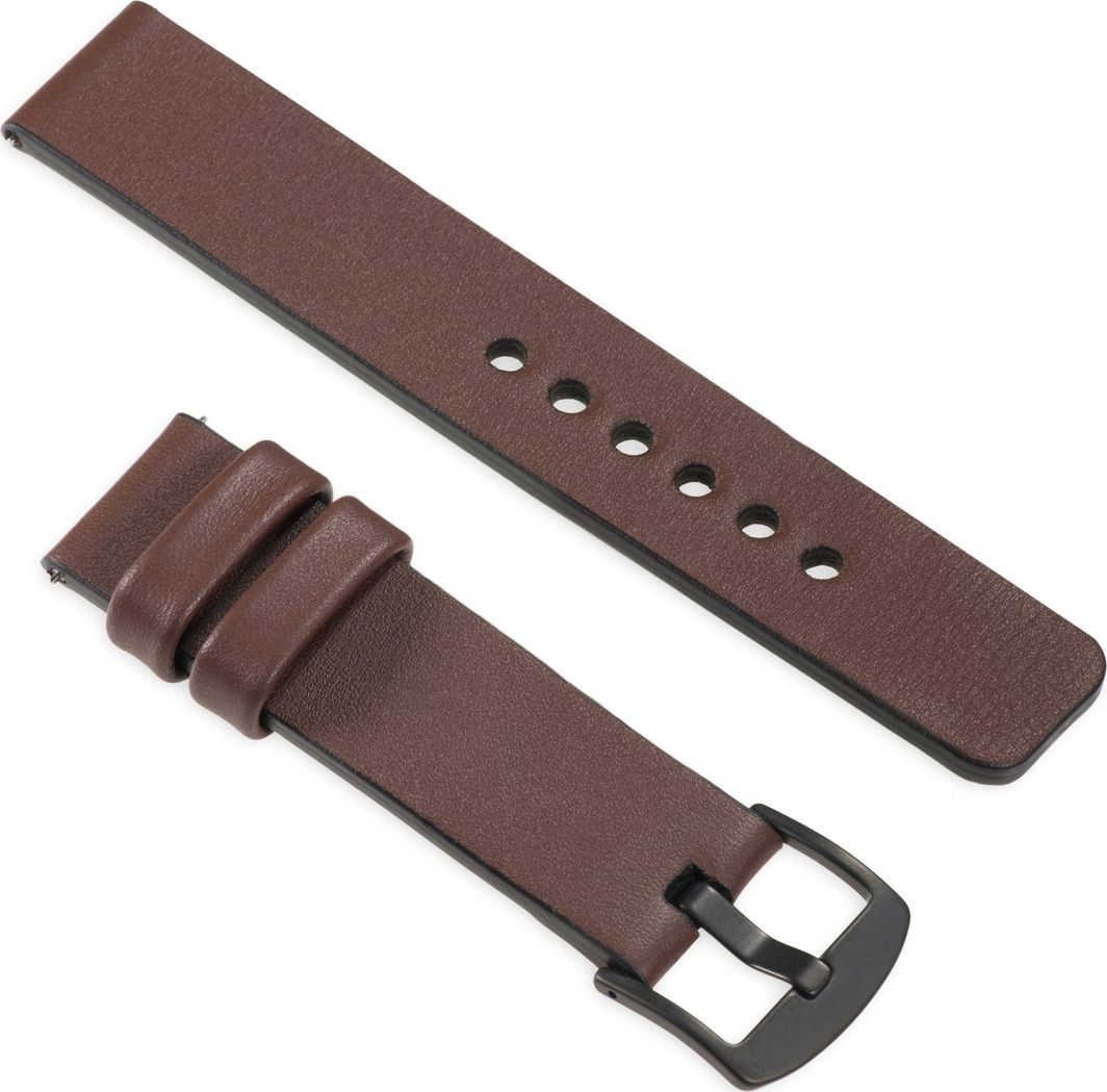 moVear Polski Elegancki Skórzany pasek 20mm rozmiar M/L do zegarka / smartwatcha | Brązowy moVear uBand S1 Standard 1