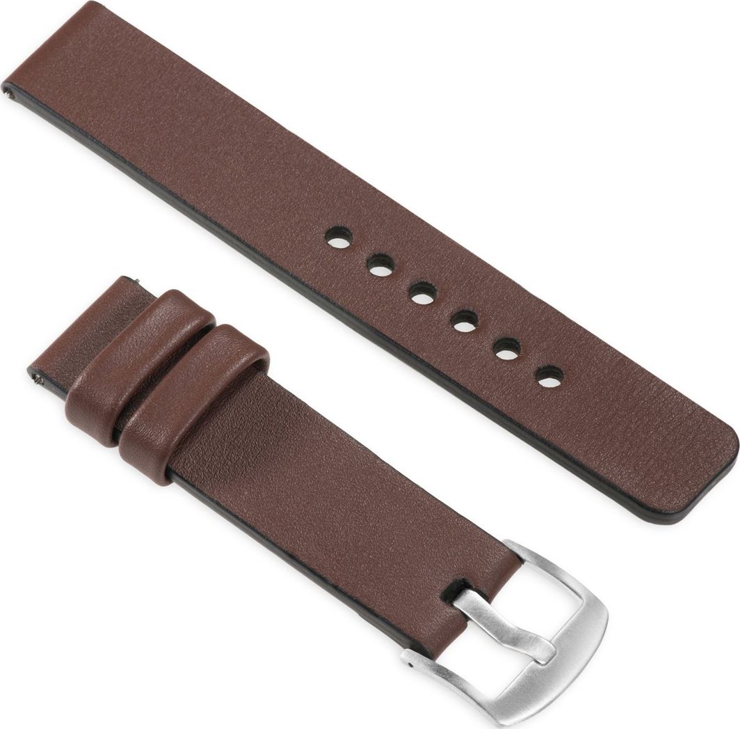 moVear Polski Elegancki Skórzany pasek 20mm rozmiar M/L do zegarka / smartwatcha | Brązowy moVear uBand S1 Standard 1