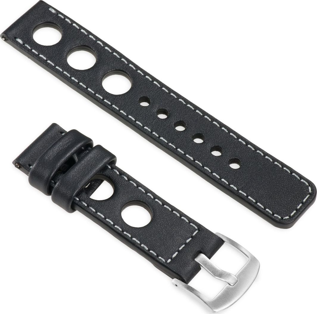 moVear Polski Elegancki Skórzany pasek 20mm, rozmiar M/L do zegarka / smartwatcha | Czarny moVear uBand R1 Standard 1