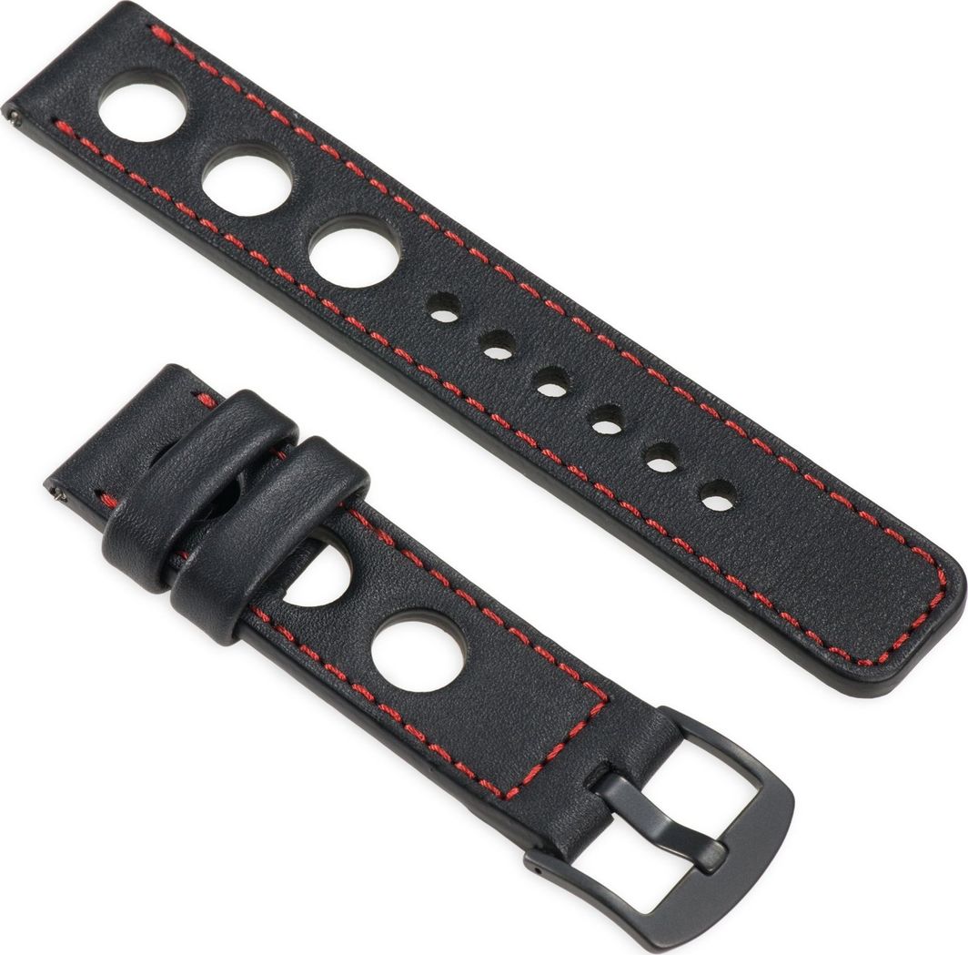 moVear Polski Elegancki Skórzany pasek 24mm, rozmiar M/L do zegarka / smartwatcha | Czarny moVear uBand R1 Standard 1