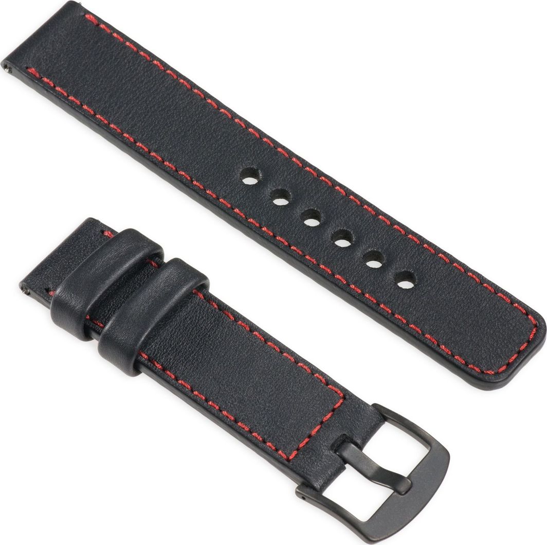 moVear Polski Elegancki Skórzany pasek 22mm do Apple Watch 5/4/3/2/1 42/44mm | Czarny moVear uBand C1 Standard 1