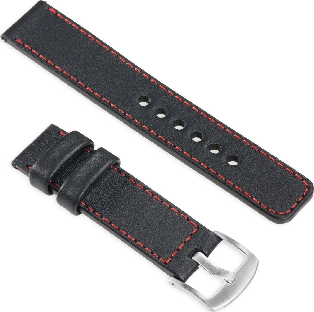 moVear Polski Elegancki Skórzany pasek 22mm do Apple Watch 5/4/3/2/1 42/44mm | Czarny moVear uBand C1 Standard 1