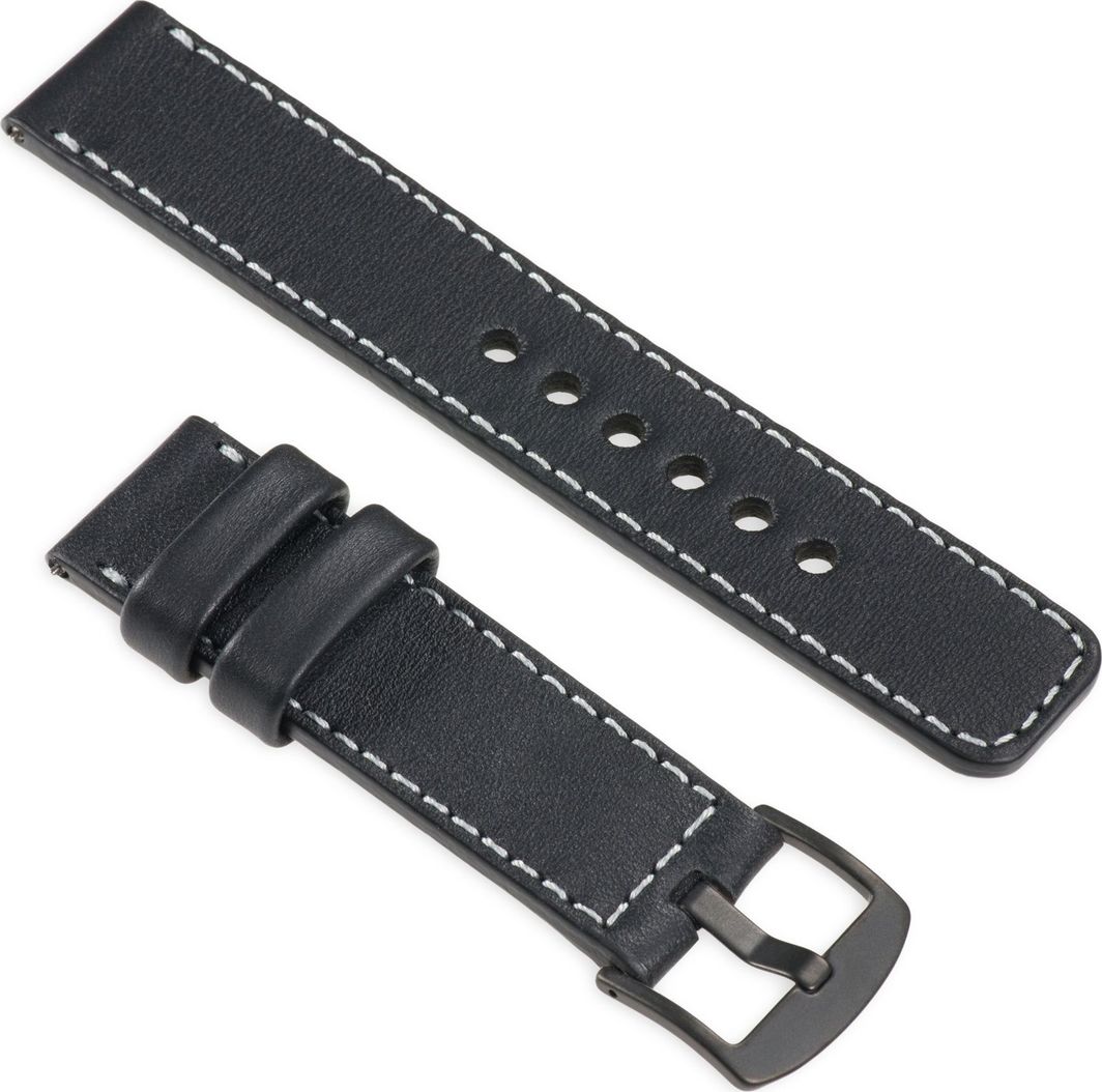 moVear Polski Elegancki Skórzany pasek 22mm do Apple Watch 5/4/3/2/1 42/44mm | Czarny moVear uBand C1 Standard 1