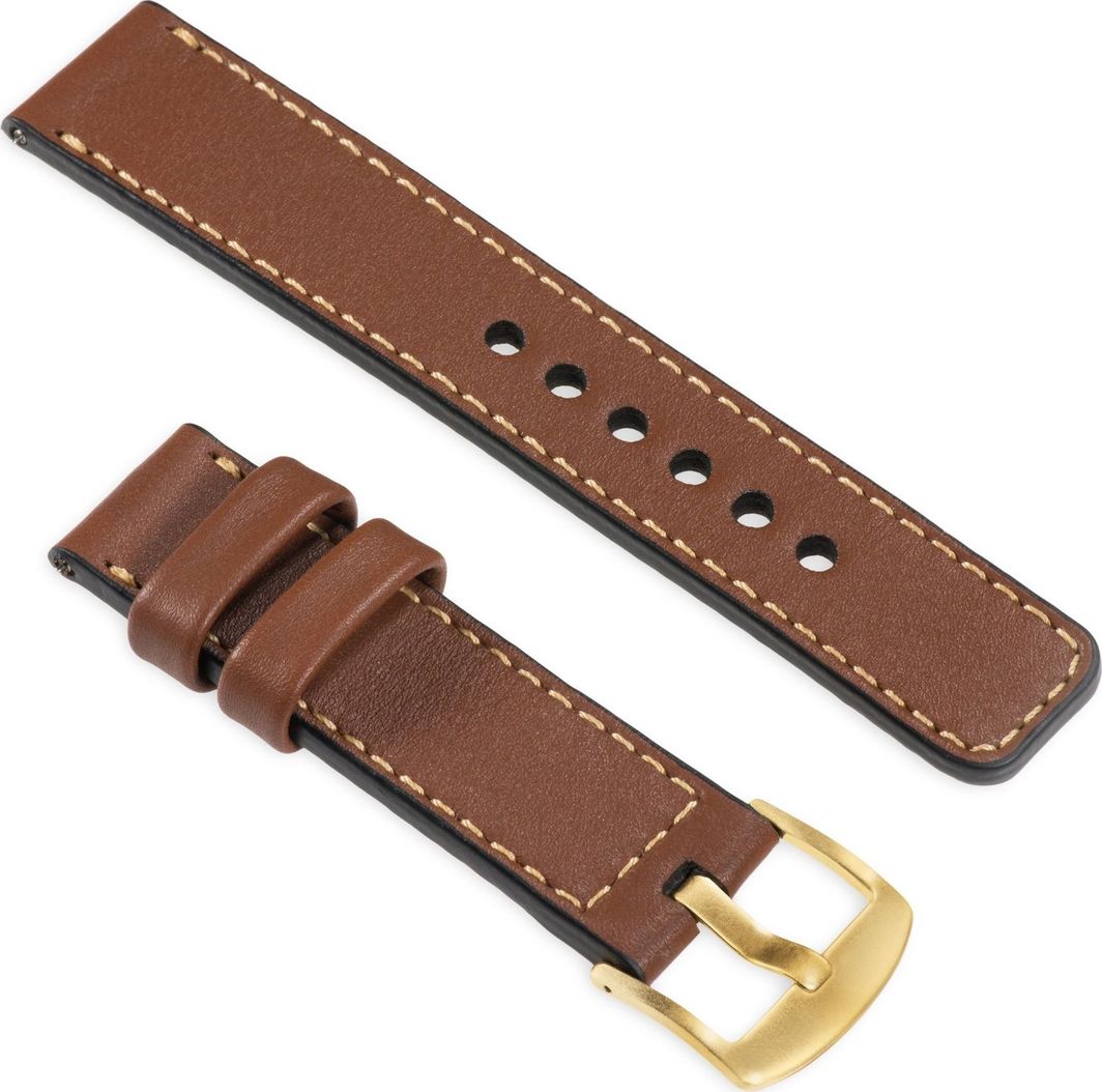 moVear Polski Elegancki Skórzany pasek 22mm do Apple Watch 5/4/3/2/1 42/44mm | Brązowy moVear uBand C1 Standard 1