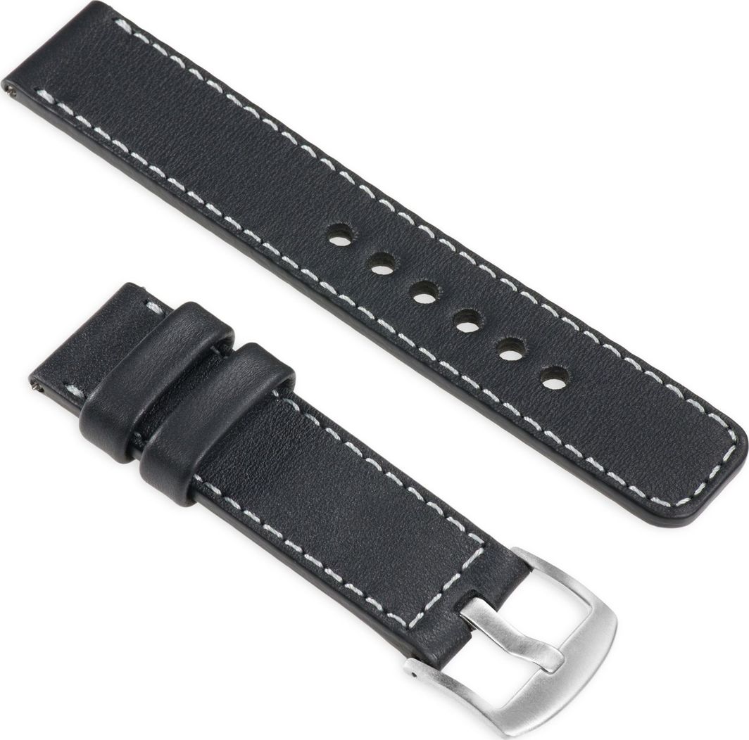 moVear Polski Elegancki Skórzany pasek 22mm do Apple Watch 5/4/3/2/1 38/40mm | Czarny moVear uBand C1 Standard 1