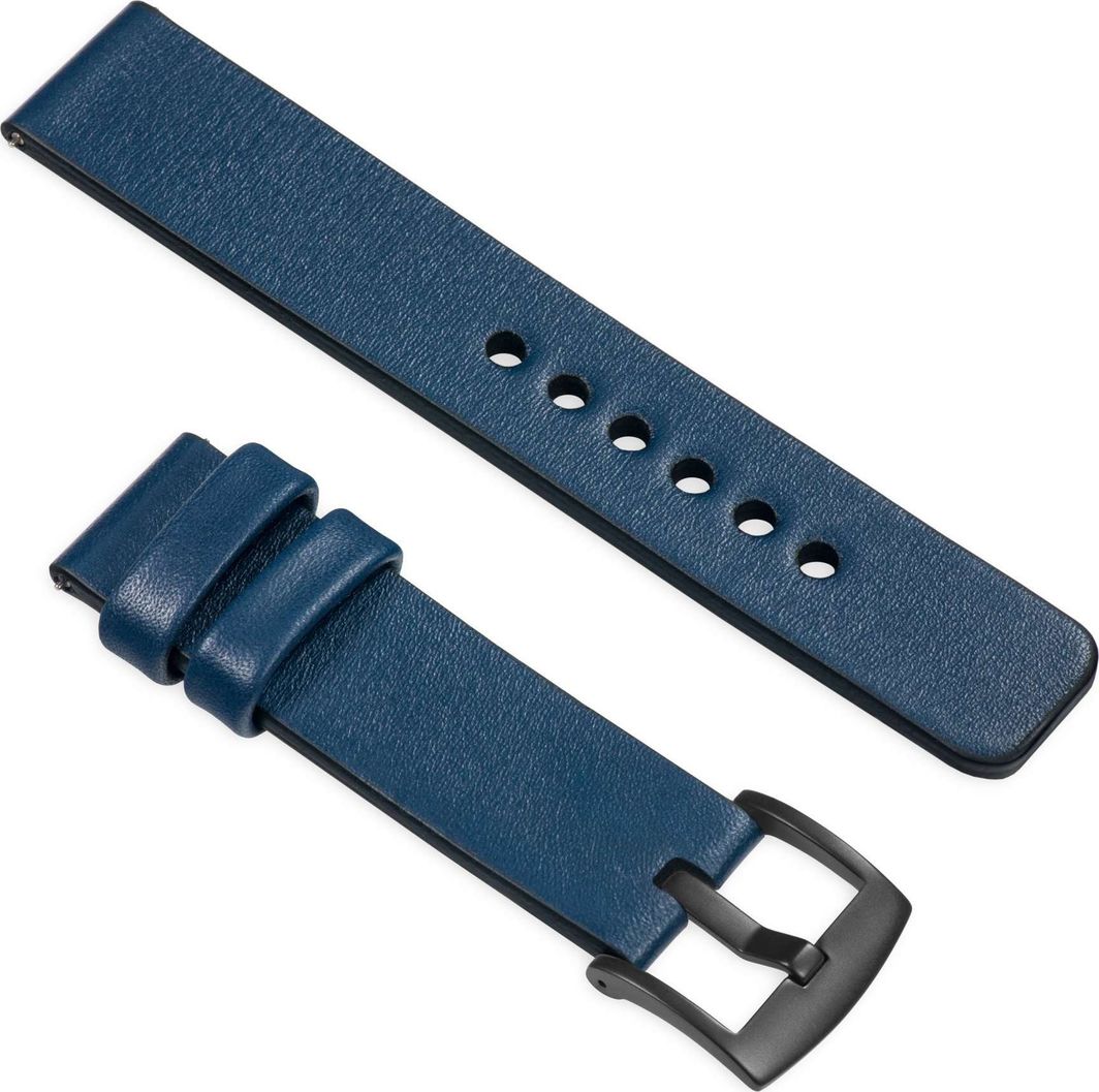 moVear Polski Elegancki Skórzany pasek 22mm rozmiar M/L do zegarka / smartwatcha | Granatowy moVear uBand S1 Standard 1