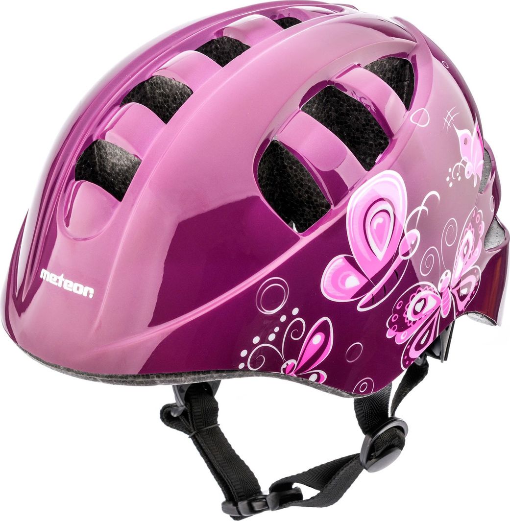Meteor KASK ROWEROWY METEOR KS08 pink butterflies M# (52-56) 1