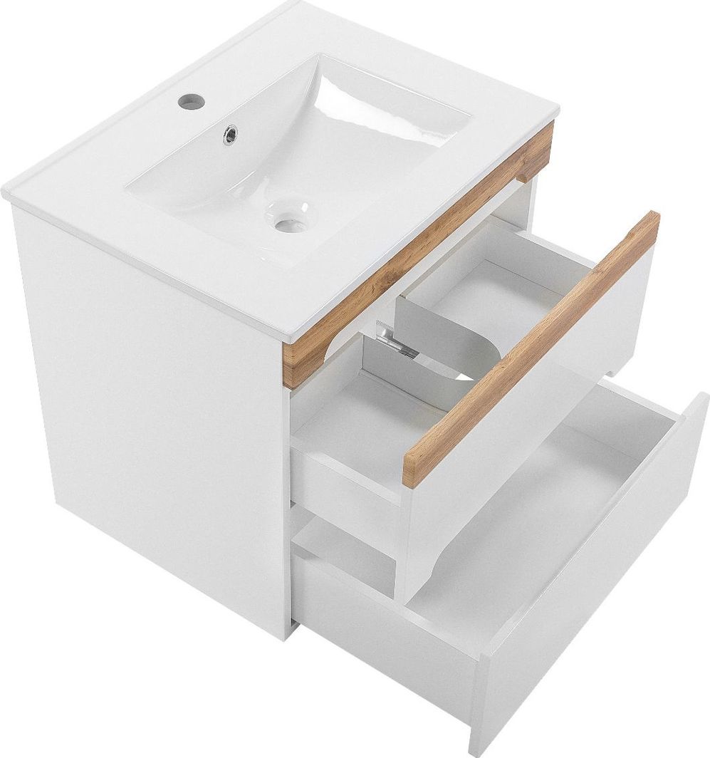 Comad Nowoczesna szafka pod umywalkę 60 cm biały połysk Galaxy White uniwersalny 1