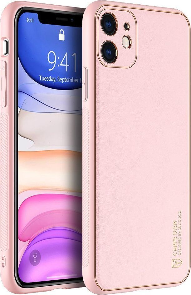 Dux Ducis Dux Ducis Yolo eleganckie etui pokrowiec ze skóry ekologicznej iPhone 12 mini różowy uniwersalny 1