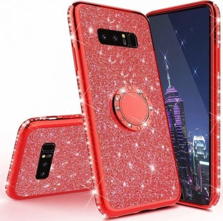 Etui Diamond Ring Glitter Brokat SAMSUNG GALAXY S8 czerwone 1