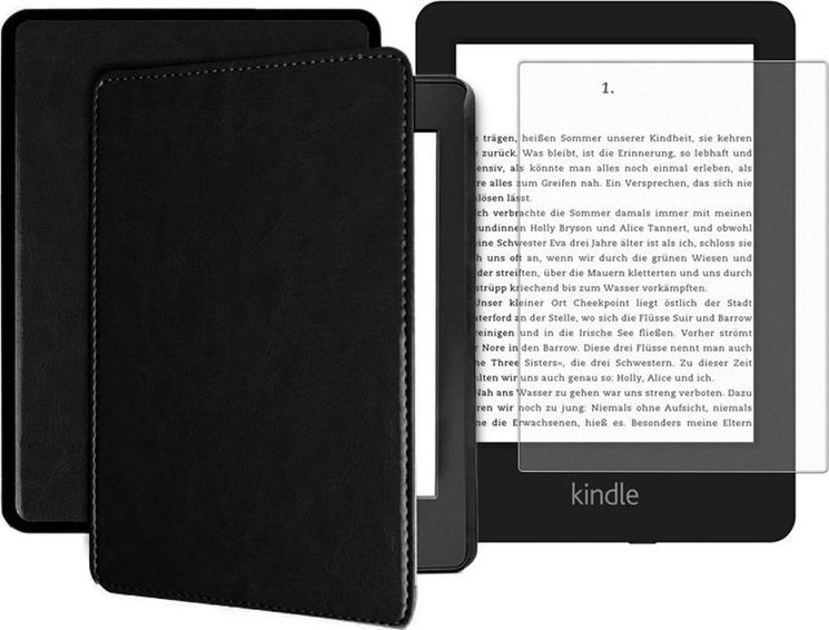Pokrowiec Alogy Kindle Paperwhite 4 z paskiem czarny + szkło 1
