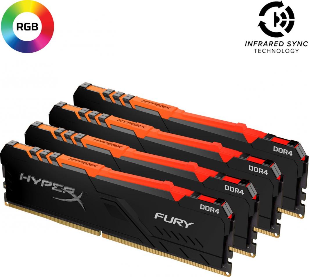 Pamięć HyperX Fury RGB, DDR4, 64 GB, 3600MHz, CL18 (HX436C18FB4AK4/64) 1