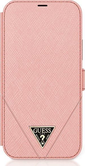 Guess Guess GUFLBKP12LVSATMLPI iPhone 12 Pro Max 6,7" różowy/pink book Saffiano 1